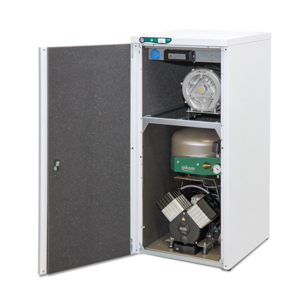 Компрессор комбинированный медицинский DUO 2, производительность 140 л/м, рессивер 25 л, 2 аспиратора, ш/п шкаф