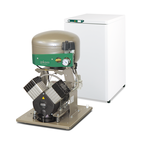 Стоматологический компрессор DK50 2VS, производительность 140 л/м, ресивер 25 л, ш/п шкаф