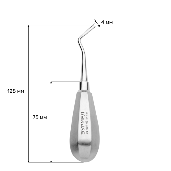 Элеватор Флор изогнутый, левый, короткий, 3,5 мм