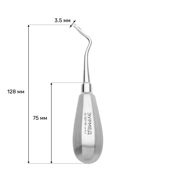 Элеватор Флор изогнутый, правый, короткий, 3,5 мм