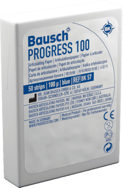 BK 57 артикуляционная бумага 50 листов, синяя, 100 мкм, в пластиковом боксе