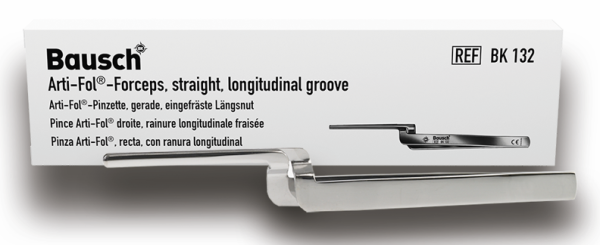 BK 132 пинцет Arti-Fol прямой с вырезанной продольной канавкой