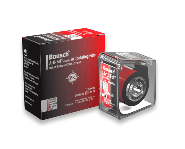 BK 28 артикуляционная фольга металлик 20мх22мм черный/красный, 12мкм, двусторонняя